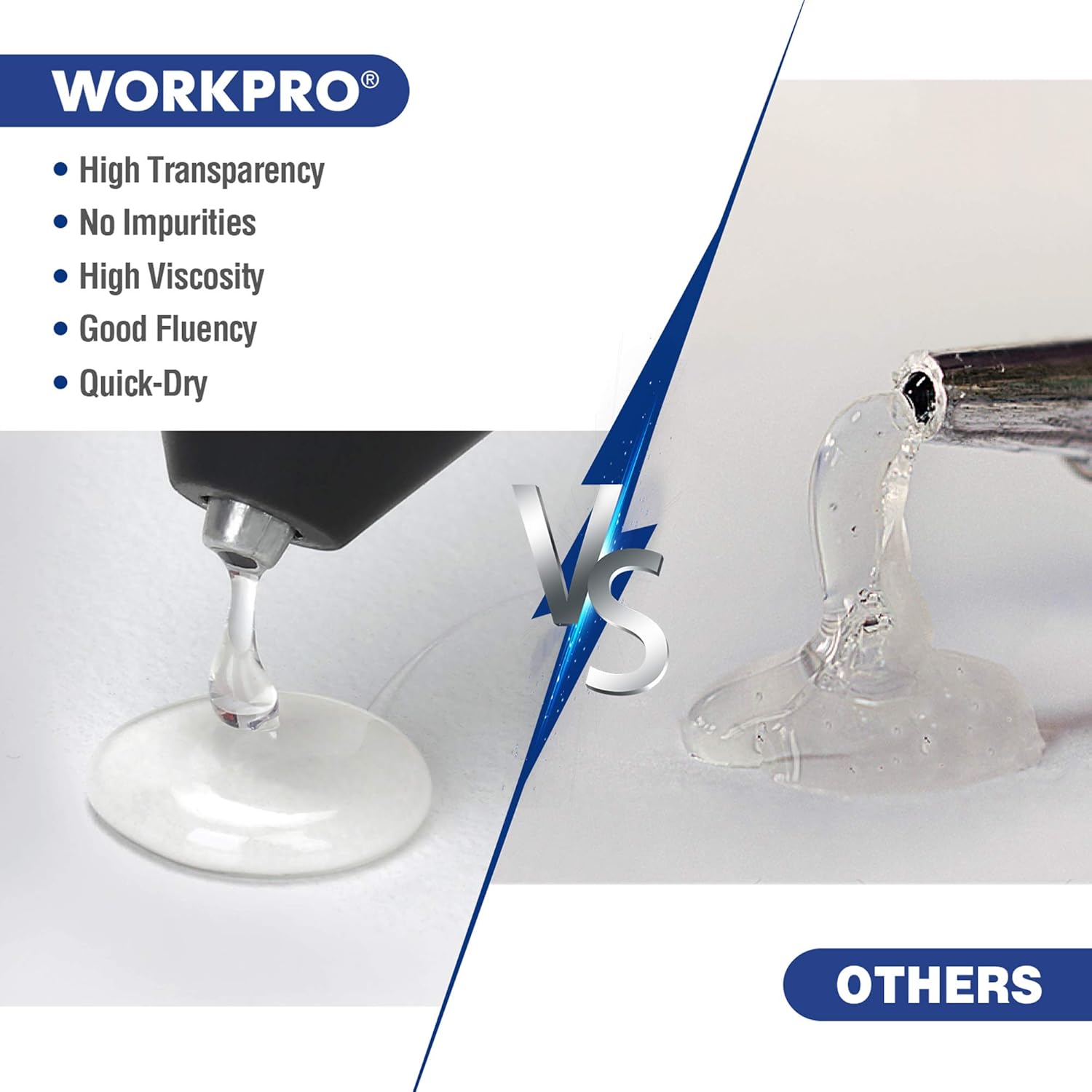 Hot glue application near glue gun nozzle, clear glue flow shown for general repairs