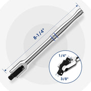 Chrome breaker bar with black dual-drive head for 3/8 in and 1/4 in sockets, 8 in