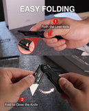 WORKPRO 3-Pack Folding Utility Knife Set, G10 Handle Box Cutter with 10 Extra SK5 Blades, Quick-Change Razor Knife with Belt Clip, EDC Utility Knife for DIY, Office, Home, Arts & Crafts – Black