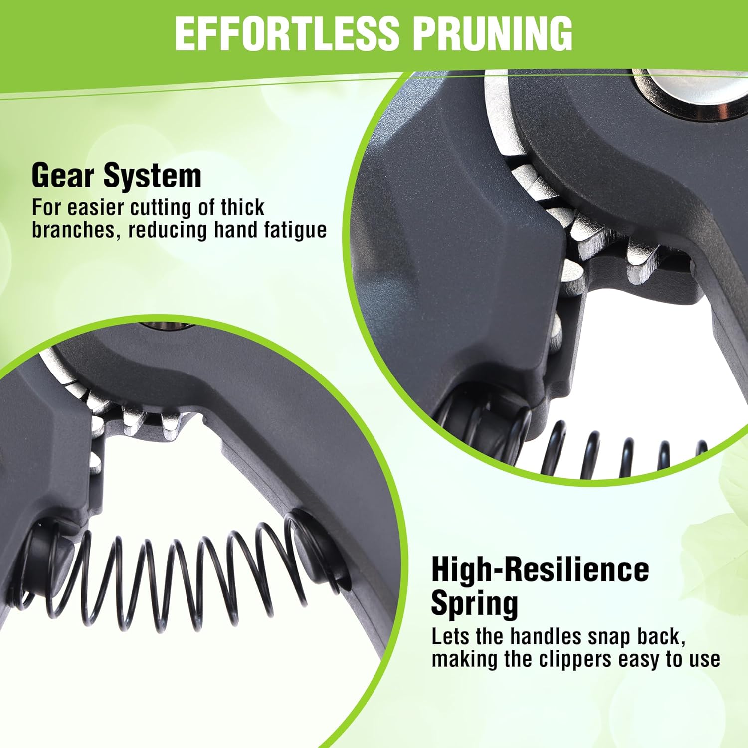 WORKPRO pruning shear with high-resilience spring and anvil-style cutting head