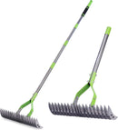 WORKPRO Thatch Rake, 15-Inch Thatching Rake for Lawns with 5FT Handle | Heavy Duty Dethatcher Rakes with Adjustable Head for Removing Dead Grass and Clippings, Loosening Soil