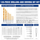 WORKPRO Drill Bit Set, 120-Pieces Impact Driver Bits Set and Screwdriver Bits Set for Screw Driving and Wood Metal Drilling with Storage Case, 1/4" Hex Shank