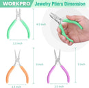 WORKPRO Jewelry Pliers Set, 3-Piece Mini Jewelry Tool Kit—Purple Needle Nose Plier/Chain Nose Plier, Orange Round Nose Pliers & Green Wire Cutter for Jewelry Making, Beading & Wire Wrapping