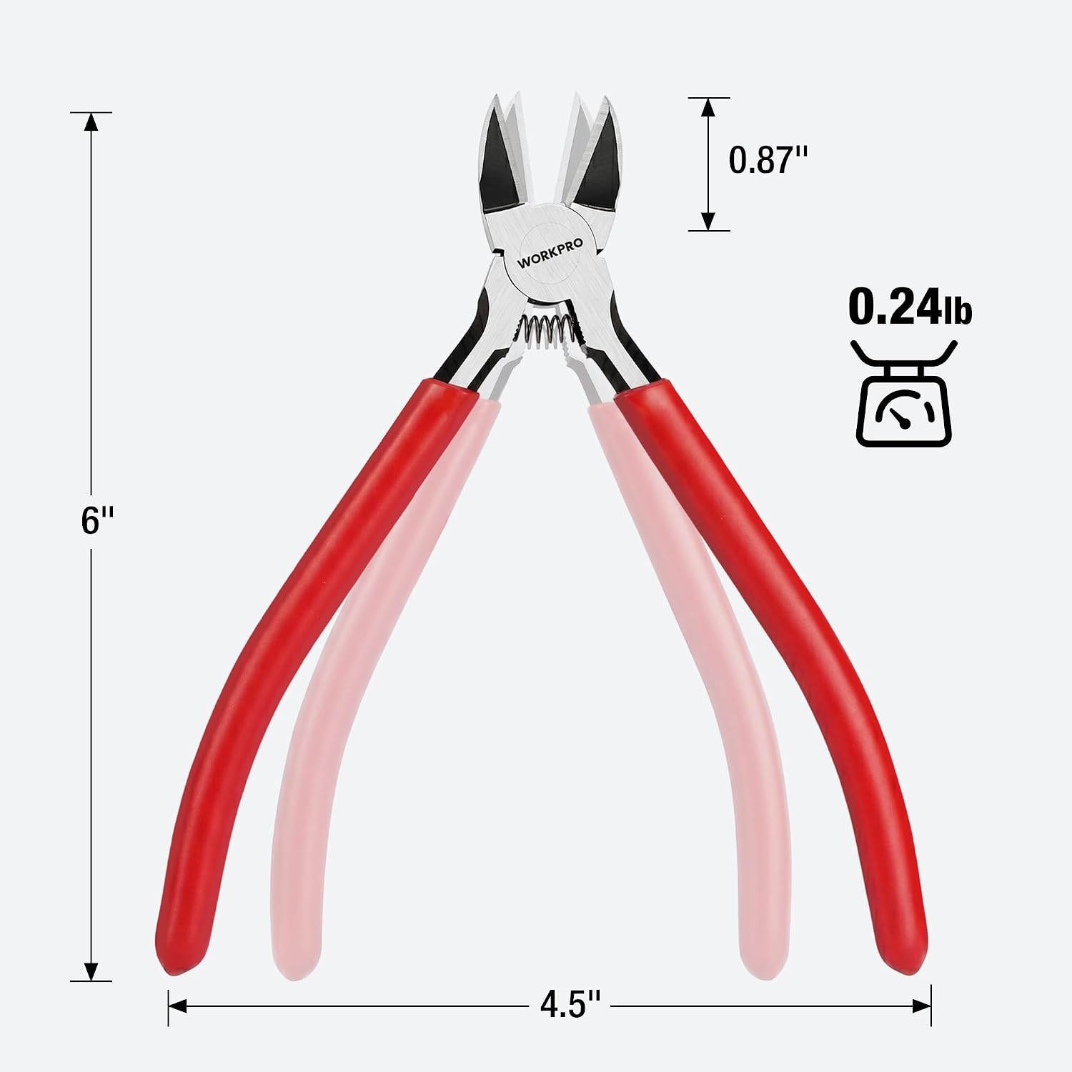 WORKPRO 6-inch diagonal wire cutters with red ergonomic handles, flush-cut jaws