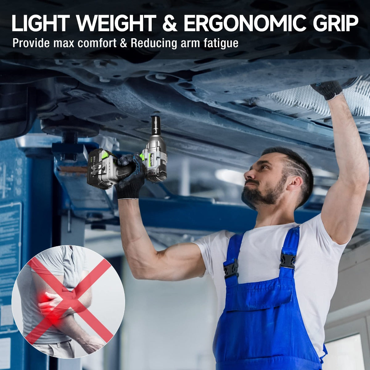 Lightweight cordless impact wrench with ergonomic grip and compact design