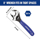 WORKPRO 8-Inch Adjustable Wrench, Cr-V Steel Wide Jaw Black Oxide Wrench, Metric & SAE Scales, for Home, Garage, Workshop and DIY