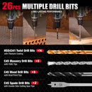 WORKPRO 105Pcs Drill & Driver Bit Set + 350 Screws, Kit for Home & Masonry | Clear-Lid Storage Case, 1/4" Hex Shank, HSS Twist Drill Bits, Magnetic Bit Holder, for Wood Metal Plastic Concrete Masonry
