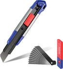 WORKPRO 18mm Retractable Utility Knife with 10-Piece SK5 Blades | Heavy Duty Snap-off Box Cutter, For Cartons, Cardboard and Boxes, Perfect for Office and Home Use