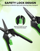 WORKPRO 2-Pack 6-Inch Garden Pruning Shears, Sharp High-Carbon Steel Harvest Snips with Nonstick Coated Blade, Spring-Loaded Gardening Scissors with Safety Lock for Flower, Fruit & Vegetable Picking