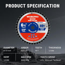 WORKPRO 6-1/2 Inch Woodworking Circular Saw Blade, 40T General Purpose Wood Cutting, Thin Kerf, Carbide Tipped, ATB Tooth, 1-Pack