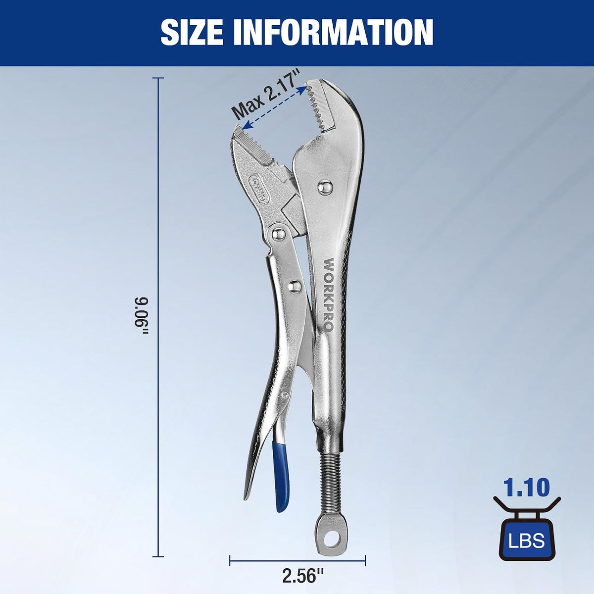 WORKPRO 10" Straight Jaw Locking Pliers, CR-MO Steel Construction with Perforated Screw, Multipurpose Clamping Tool for Automotive, Welding, and Home DIY