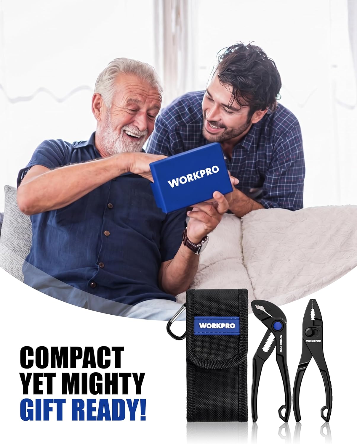 Portable pliers and fabric pouch set with blue-ring adjustable water-pump plier
