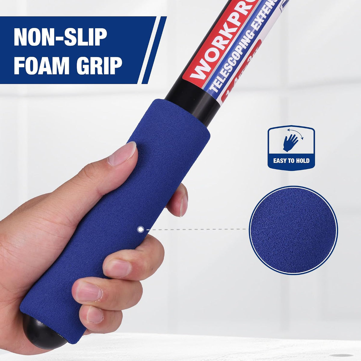 WORKPRO 3FT Pole, Paint Roller for Cleaning, Dusting, Windows and Ceilings | Lightweight Aluminum, Flip-Lock, 3/4" Thread, For Painting, Dusting, Windows and Ceilings, Easy Storage