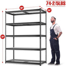 WORKPRO 5-Tier Metal Shelving Unit, 48"W x 24"D x 72"H Heavy Duty Adjustable Storage Rack for Garage, Basement, Warehouse, Workshop, Black/Silver