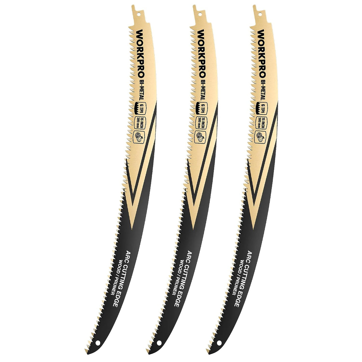 WORKPRO 15-Inch Arc Edge Bi-Metal Reciprocating Saw Blades, 3-Pack