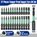 WORKPRO 27pcs Impact Torx Bit Set (TT7-TT40), Security Torx Bit Set, CNC Machined S2 Steel Tamper Proof Torx Bit with Magnetic Tip, 1/4" Hex-Shank, 1"&2" Long Star Bits with Extension and Storage Box