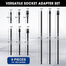 WORKPRO 9-Piece Socket Adapter Extension Set, 1/4-Inch Hex Shank | 1/4" 3/8" 1/2" Impact Socket Driver Set, Drill Sockets Extension Bit, Sockets Driver Adapter, Drill Extension with Holder