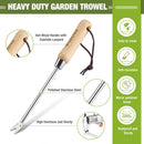 WORKPRO Dandelion Weeder Puller Tool with Wood Handle, Polished Stainless Steel Garden Weed Remover Tool, Two-Pronged Fork Weeder Tool for Lawn, Farmland, Transplant, Gardening