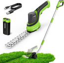 WORKPRO 7.2V Handheld Grass Trimmer, 2-in-1 Cordless Hedge Trimmer & Grass Shears with 44.5” Wheeled Extension Pole, 2Ah Battery, Shrub Trimmer for Lawn Edging, Garden, Yard & Hedge Trimming