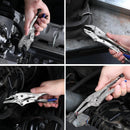 WORKPRO 5-Piece Locking Pliers Set with Hex Key Holes, Curved Jaw & Long Nose Vice Grips with 3pc Allen Wrenches for Maximum Locking Force, Fast Release