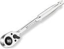 WORKPRO Low-Profile 3/8-Inch Drive Ratchet, 90-Tooth Quick-Release Ratchet Wrench, Reversible, 4° Swing, CR-MO Compact Drive Head, Full Polished, Gifts for Men
