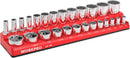 WORKPRO Magnetic Socket Organizer, 3/8-Inch SAE Socket Holder, Socket Trays Holds 26 Pieces Standard Size and Deep Size Sockets(Sockets not Included)