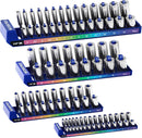 WORKPRO Socket Organizer Set, 4PC Impact Socket Holder, 1/4", 3/8", 1/2" Drive Metric Socket Trays, Impact Socket Organizer for Tool Box Drawer, Socket Storage Holds 94 Pieces (Socket not Included)