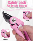 WORKPRO 6.9" Bypass Pruning Shears, Garden Shears with Sharp SK5 Steel Blade, Handheld Garden Floral Clippers Gardening Scissors for Rose, Plants, Flowers, Gardening Gifts for Women & Men-Pink Ribbon