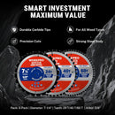 WORKPRO 7-1/4 Inch Woodworking Circular Saw Blades, 24T/40T/60T Framing, General & Finish Combo, Thin Kerf, Carbide Tipped, ATB Tooth, 3-Pack