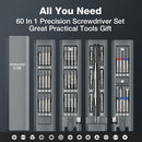 WORKPRO 60-in-1 Precision Screwdriver Set with Pop-up Magnetic Case, Well-organized CRV Small Screwdrivers, 360°Spin Mini Screw Driver Kit for Electronics, Phone, Computer, PC, Watch, Eyeglass
