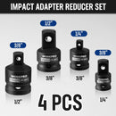 WORKPRO 7-Piece Impact Socket Adapter & Extension Set, CR-MO Steel | Includes 3-Piece 1/4" Hex Shank Impact Extension (1/4",3/8",1/2" Drive) & 4-Piece Socket Adapter/Reducer Set, Impact Grade