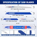 WORKPRO 10-Piece Reciprocating Saw Blade Set, BIM Saw Blades for Metal/Nailed Wood Cutting, Organizer Case Included