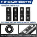 WORKPRO 5PCS Impact Socket Set 1/2" Drive, Lug Nut Socket Set, Wheel Socket Set Cr-Mo Steel, Includes 1PC 3" Extension Bar & 4PCS Flip Sockets of 6 Metric and SAE Sizes