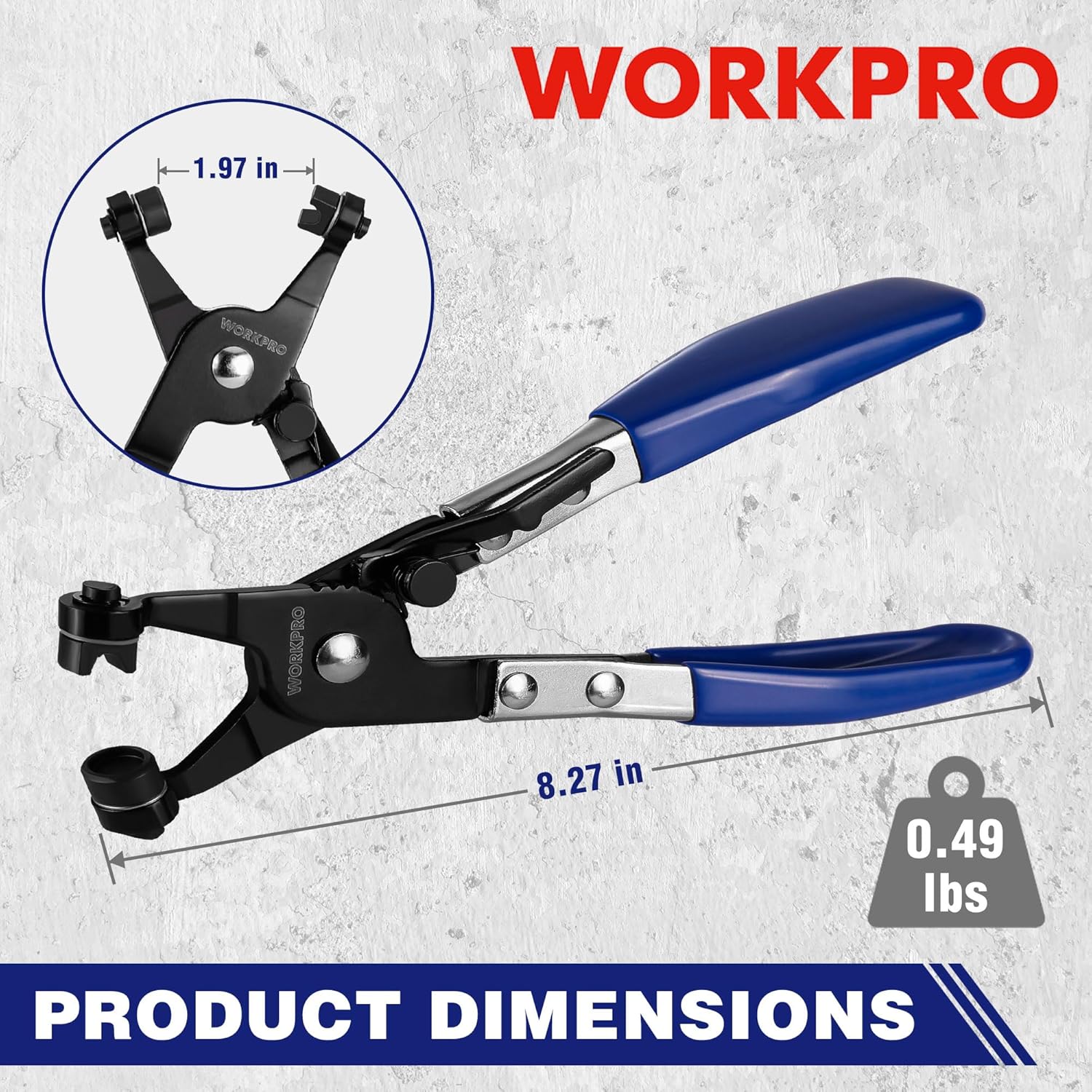 Blue-and-black hose clamp pliers with adjustable jaws for spring clamp removal