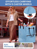 WORKPRO Large Rolling Grocery Bag, 36-Gallon Tote with 5 Wheels, 110 lbs Capacity, Dual Carry, Wide Zipper & Extra Storage for Shopping, Laundry & Moving