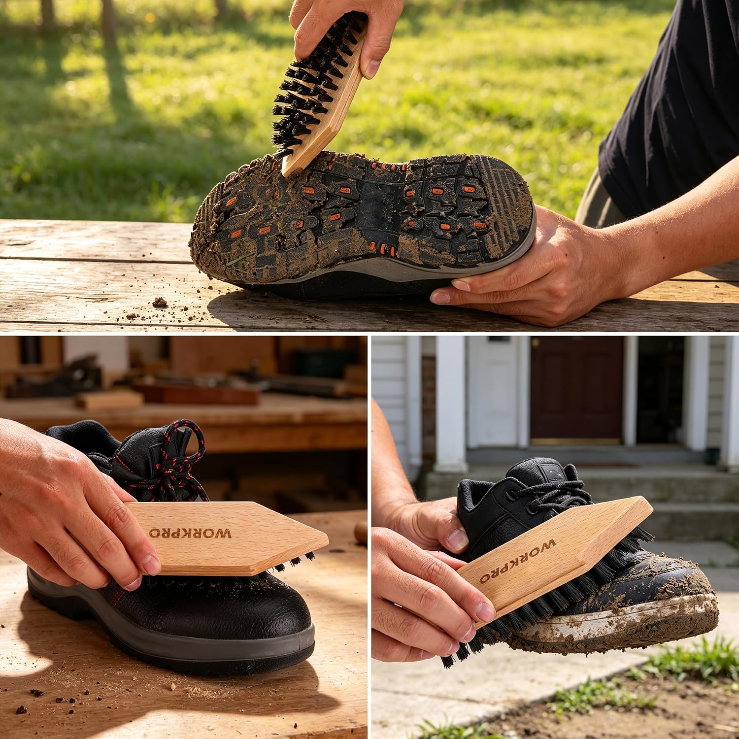 WORKPRO Boot Scrubber, Shoe Brush Kit, Boot Brush Set Outdoor Indoor