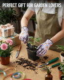 WORKPRO Floral Garden Gloves for Women, Gardening Gloves for Women/Ladies | Printed Breathable Working Gloves with Touchscreen Design & No-Slip Palm Grip for Weeding, Planting, Raking and Pruning