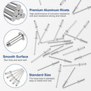 WORKPRO 200Pcs Aluminum Blind Rivets, 1/8" x 3/8" Pop Rivets Assortment, Aluminum Grip and Steel Mandrel, for Metal, Marine Boat, Automotive, Railway, and Duct Work- Pack of 200, Silver