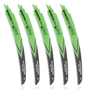 WORKPRO 12-inch 6TPI arc-edge reciprocating saw blades, 5-pack, green and black teeth
