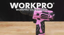 WORKPRO Cordless Drill Driver Set 12V Electric Screwdriver Driver Tool Kit for Women - Pink Ribbon