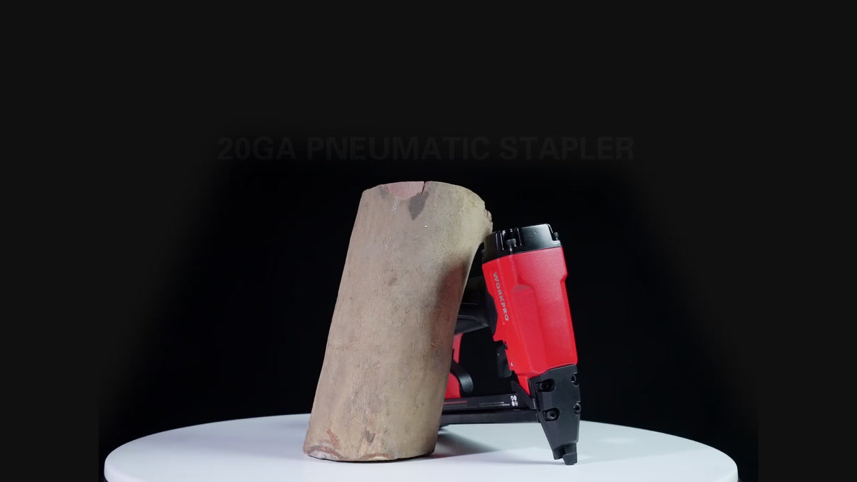 Load video: WORKPRO Pneumatic 20 Gauge Staple Gun for Carpentry Woodworking and DIY Projects