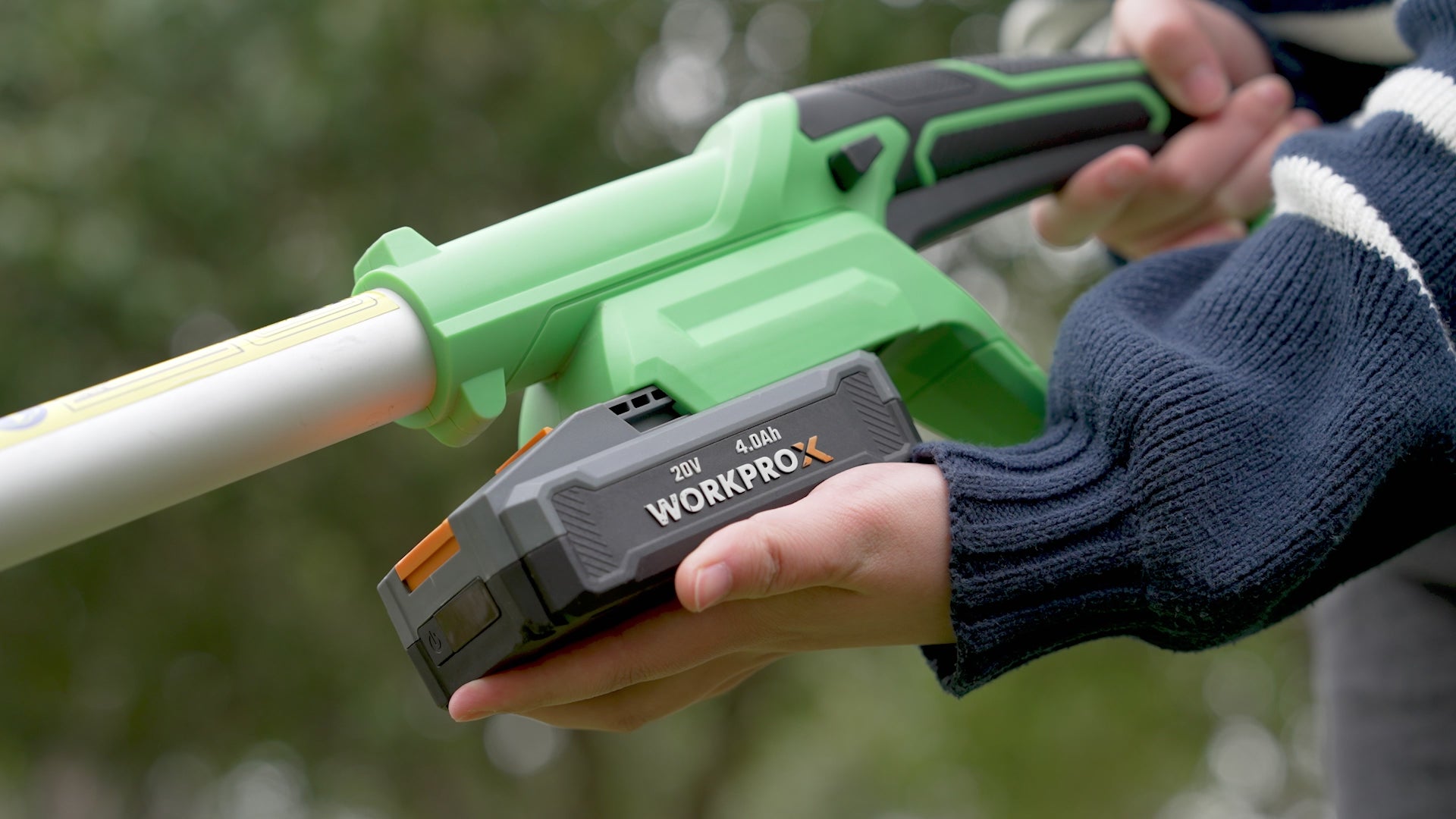 Load video: WORKPROX 20V Cordless Pole Saw, 15 FT Max Reach Pole Saw for Tree Trimming