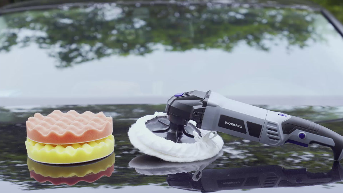 Load video: WORKPRO Detachable Handle Buffer Polisher with Accessories