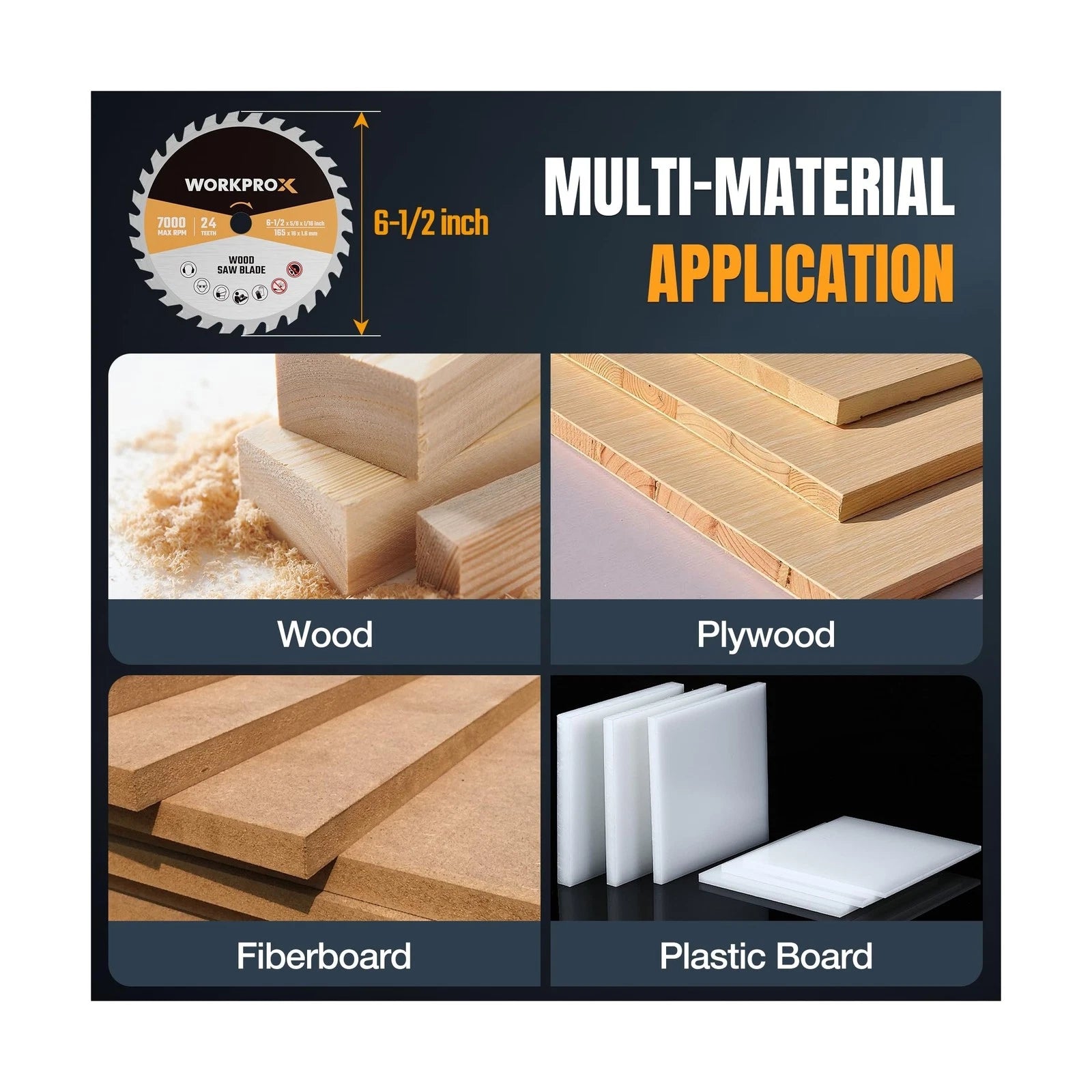 6-1/2 in multi-material saw blade for wood and plastic boards