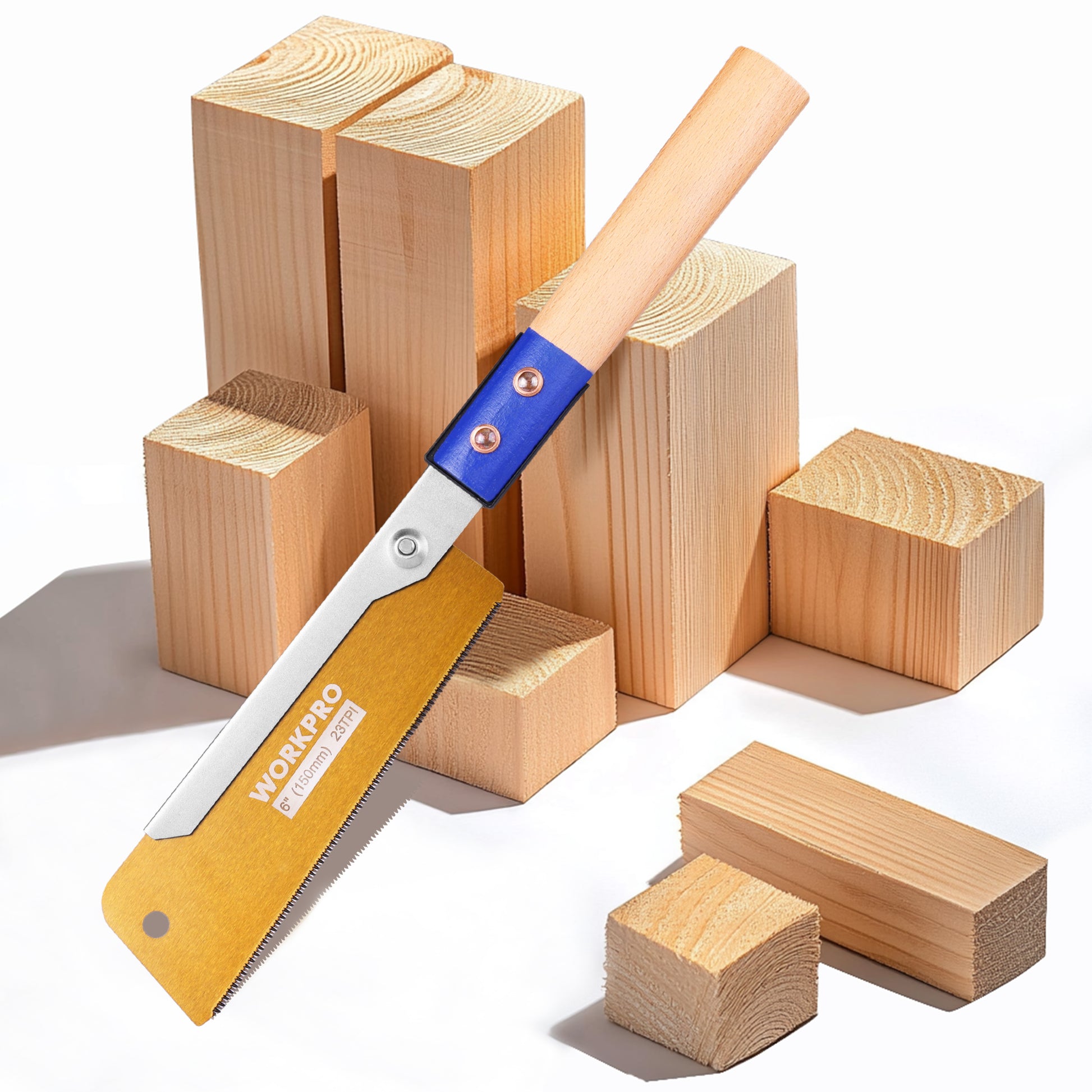 WORKPRO 6 inch Japanese pull saw with non slip beechwood handle, innovation quality high-quality secure
