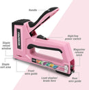 WORKPRO 6-in-1 Manual Brad Nailer Upholstery Stapler Nail Gun - Pink Ribbon
