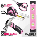 WORKPRO Beginner Kids Tool Set with 12 Inch Steel Tool Case on Wheels - Pink Ribbon