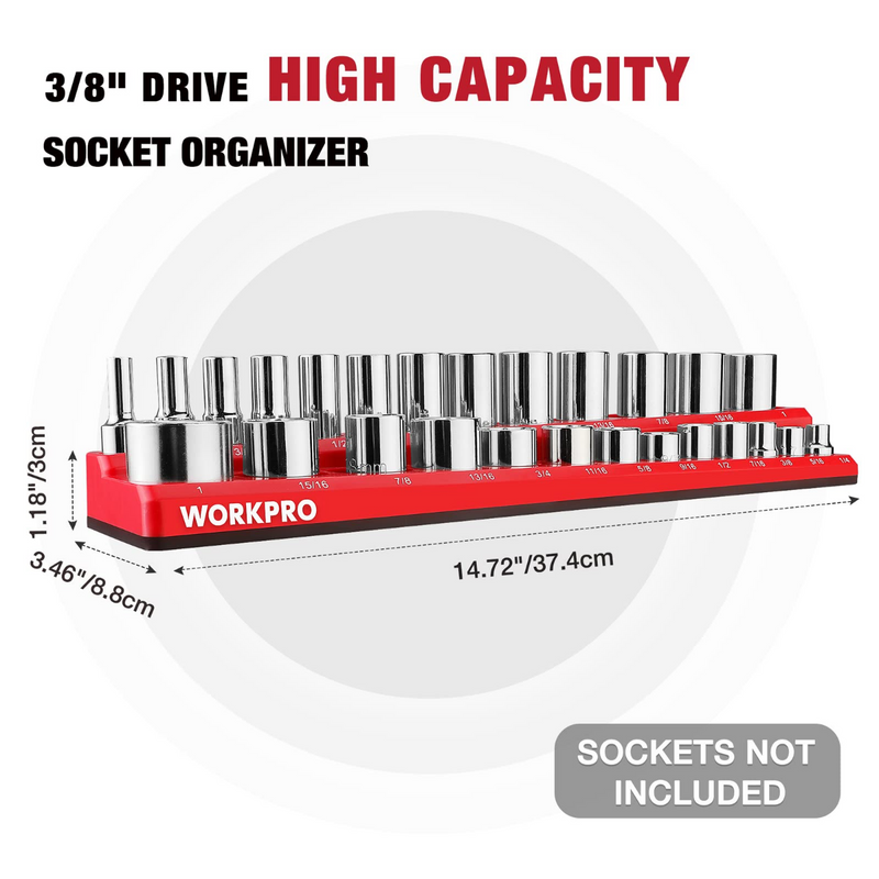 WORKPRO 1/2-inch, 1/4-inch, 3/8-inch Magnetic Socket Organizer Set