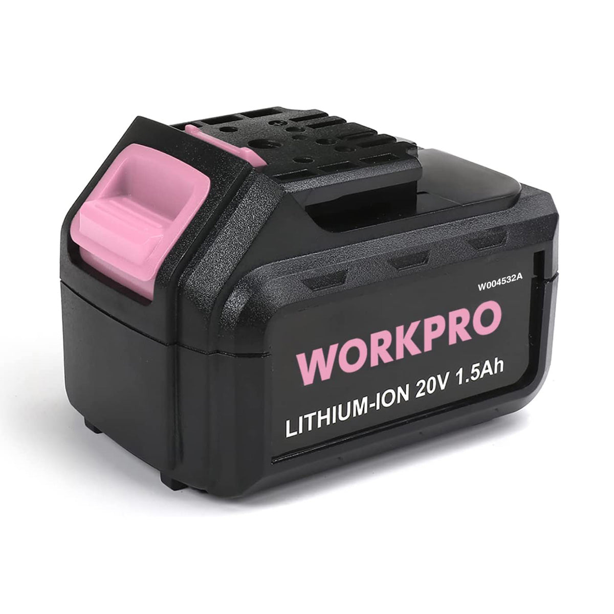 WORKPRO 20V lithium-ion replacement battery pack, 1.5Ah, black with pink latch