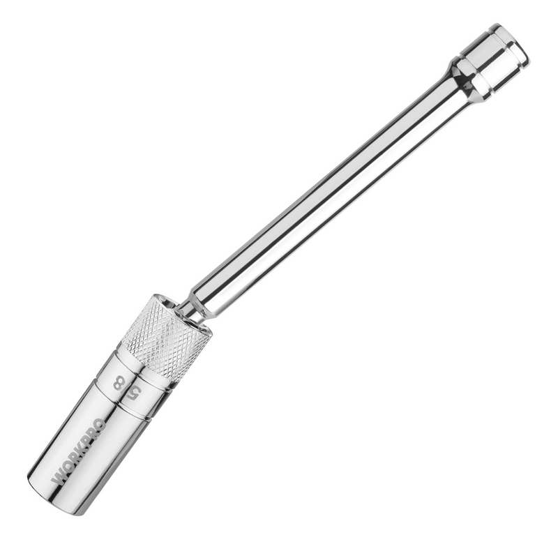 WORKPRO 5/8" Magnetic Swivel Spark Plug With Thin Wall Socket, 3/8" Drive x 8" Total Length